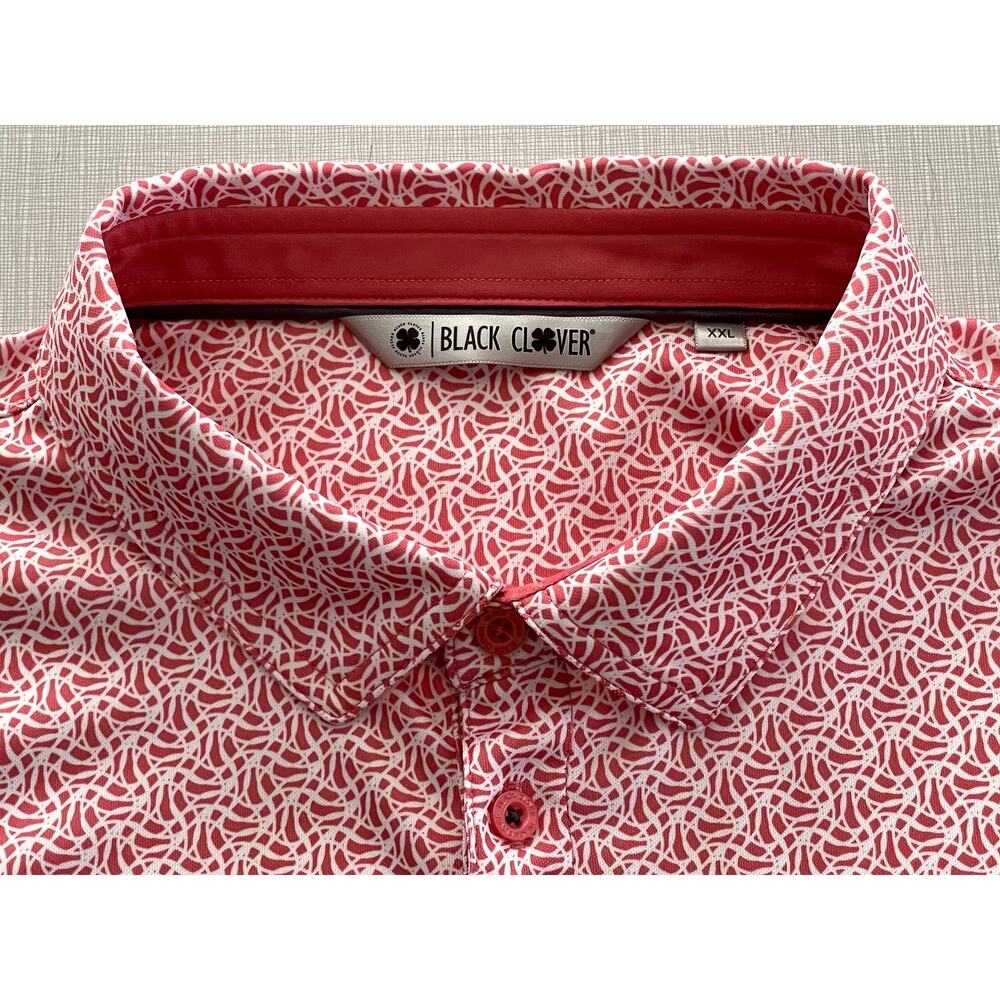 Black Clover Sz XXL Golf Polo Red Print Stretch Wicking Quick Dry Breathable